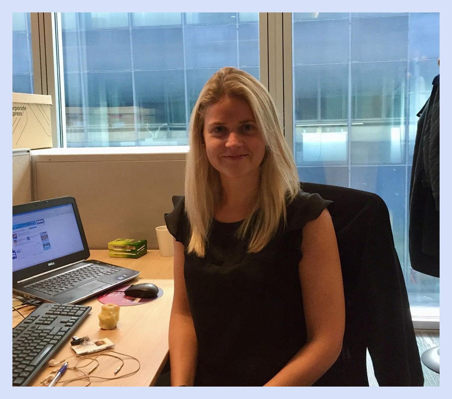 Caroline during her banking days